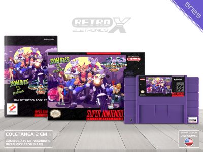 Biker Mice From Mars + Zombies B+Z Super Nintendo Completo - coletanea Cartucho Roxo