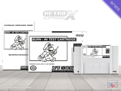 Burn-In Test Cartridge Super Nintendo Completo Cartucho Branco