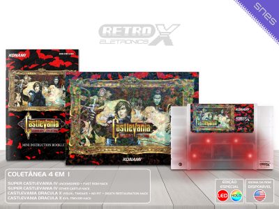 Castlevania Bloodlines Collection CBC Super Nintendo Completo - especial caquinhos 3d coletanea hack Cartucho Translucido x COM LEDS