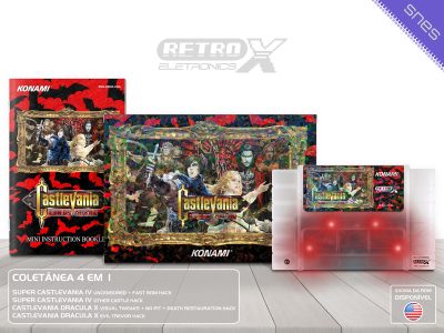 Castlevania Bloodllines Collection Edição Especial Retro X Volume 5 Super Nintendo Completo - coletanea hack cartucho semi translucido leds caquinhos 3d holograficos