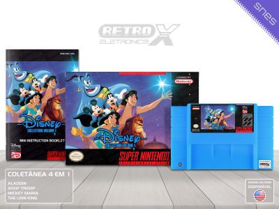 Disney Collection Volume 1 DN1 Super Nintendo Completo - coletanea Cartucho Azul Claro