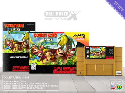 Donkey Kong Country Collection DKCC Super Nintendo Completo - coletanea Cartucho Dourado