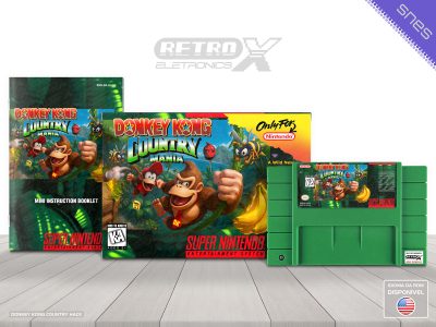 Donkey Kong Country Mania HACK Super Nintendo Completo - hack Cartucho Verde
