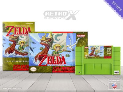 Legend of Zelda Minish Quest (Mario World Hack) Super Nintendo Completo - hack Cartucho Verde Claro