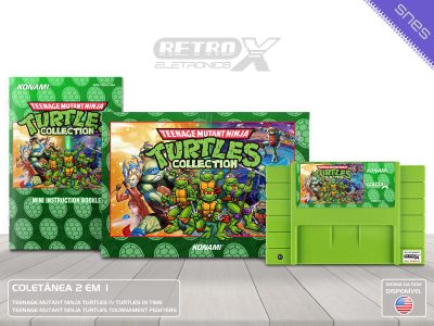 Teenage Mutant Ninja Turtles Collection TMNC Super Nintendo Completo - coletanea cartucho verde claro